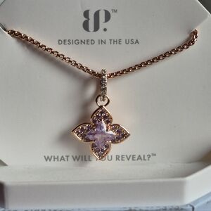 BP Rose Gold and Purple Floral Pendant Necklace